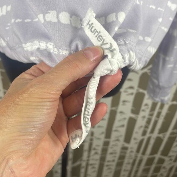 Hurley Oversized Tie Waist Long Sleeve Tie Dye T-Shirt M Lavender, White - Picture 5 of 7